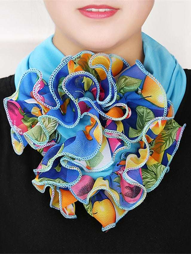 Floral Chiffon Neck Guard False Collar Hedging Scarf Summer Autumn Women Protect Cervical Elastic Bib Headneck - LuckyFash™
