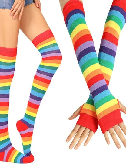 Women's Christmas Stockings Gloves Set Colorful Polyester Cotton Simple 1 Pair - LuckyFash™