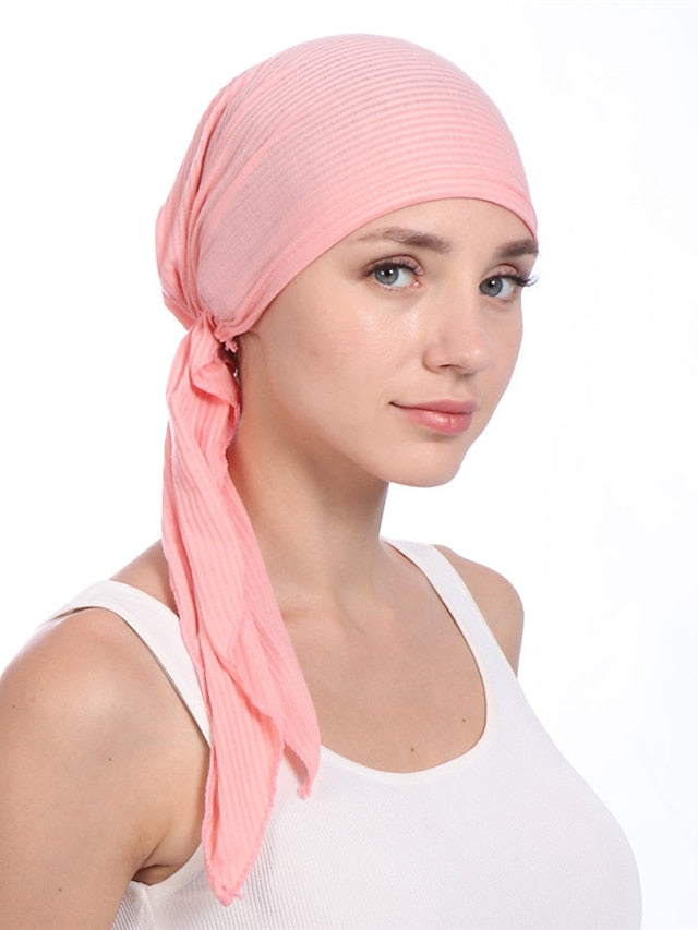 New Elastic Cotton Solid Color Wrap Head Scarf Hats Muslim Turban Bonnet For Women Inner Hijab Hat Fashion Female Turbantes Caps - LuckyFash™