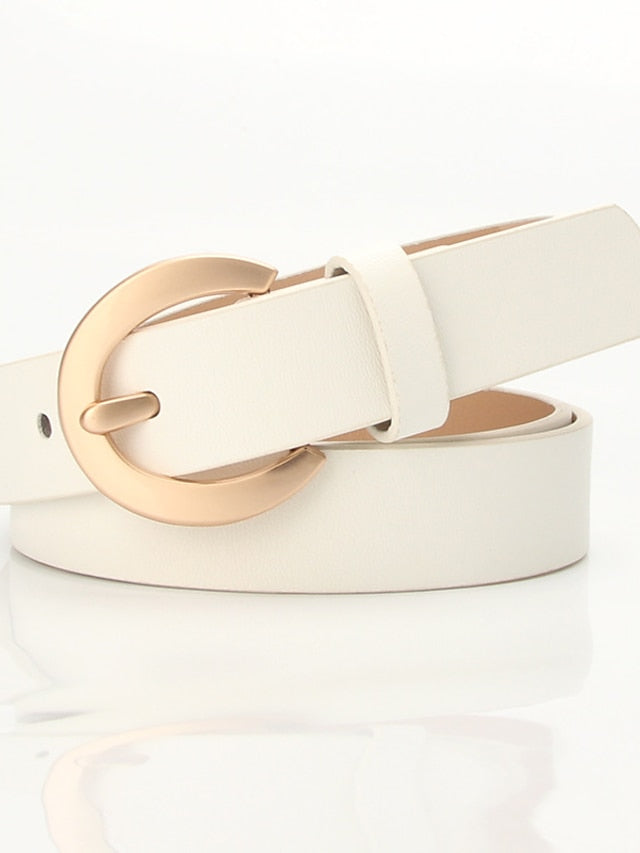 Women's Unisex PU Buckle Belt PU Leather Prong Buckle D-ring Casual Classic Gift Daily White Black Orange Brown - LuckyFash™