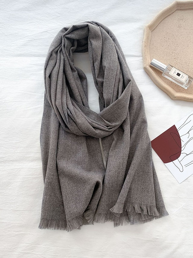 Women's Women's Shawls & Wraps Party Black Scarf Pure Color / Basic / Red / Fall / Winter / Imitation Cashmere - LuckyFash™