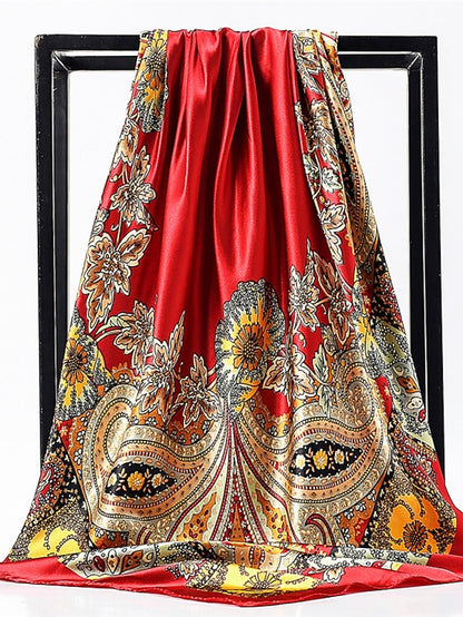 New Fashion Women Silk Scarf Square Holiday Print Head Scarfs Female Satin Hijab Scarves Shawl Wrap Lady Headband Foulard - LuckyFash™