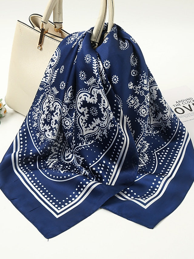Fashion Printed Hair Scarf For Women 70*70cm Shawl Simple Bandana Head Bag Scarfs Female Kerchief Neck Scarves - LuckyFash™