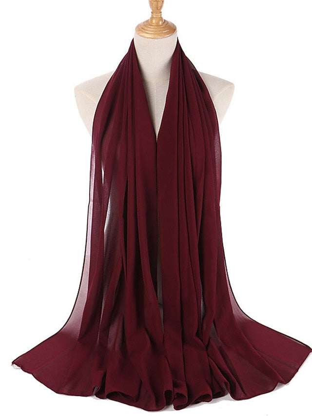 Women's Chiffon Scarf Party Dailywear Holiday Red Pink Scarf Pure Color - LuckyFash™