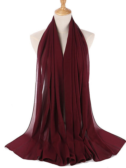 Women's Chiffon Scarf Party Dailywear Holiday Red Pink Scarf Pure Color - LuckyFash™