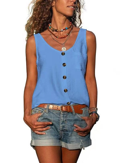 ArmyGreen Black White Plain Sleeveless Daily Basic V Neck Regular S for Women - LuckyFash™