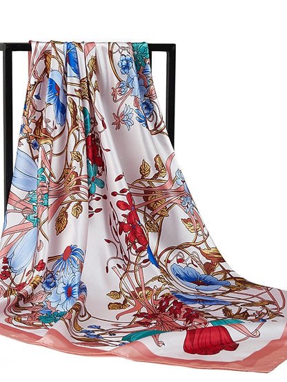 New Sunscreen Headcloth Thin Style 90X90CM Beach Kerchief Flower Print Square Scarves Fashion Muslim Shawls - LuckyFash™