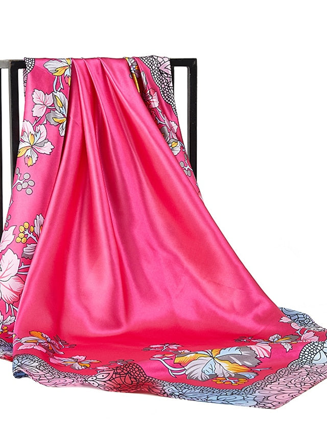 Fashion Shawls Women Daily Bandannas New Print Sunscreen 90X90CM Kerchief Spring Summer Square Silk Scarves - LuckyFash™