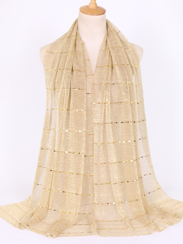 Plain Color Slide silk crumpled silver silk Hijab Headband Female Islamic Head Cover Wrap for Women Muslim Hijabs Hair Scarves - LuckyFash™