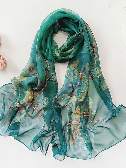 Flower Summer Women Thin Style Scarf Bandana Soft Bandana Female Elegant Shawl Hijab Hairscarves Beach Scarf - LuckyFash™