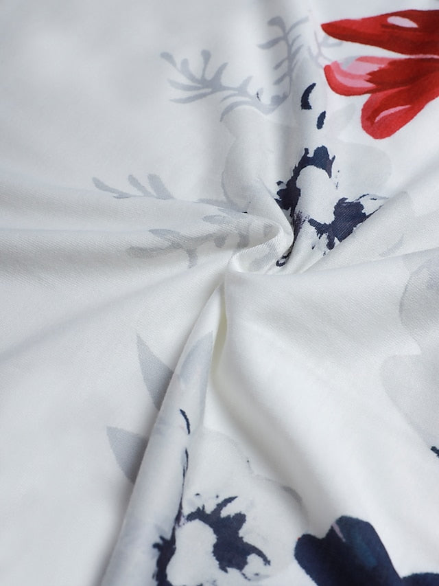 Floral Lace Pleated Dresses Eyelet Long Dress Maxi Dress A Line Dress Print Dress Fashion Casual Outdoor Daily Button Long Sleeve V Neck Regular Fit White Pink Red Spring Summer S M L XL for Women - LuckyFash™