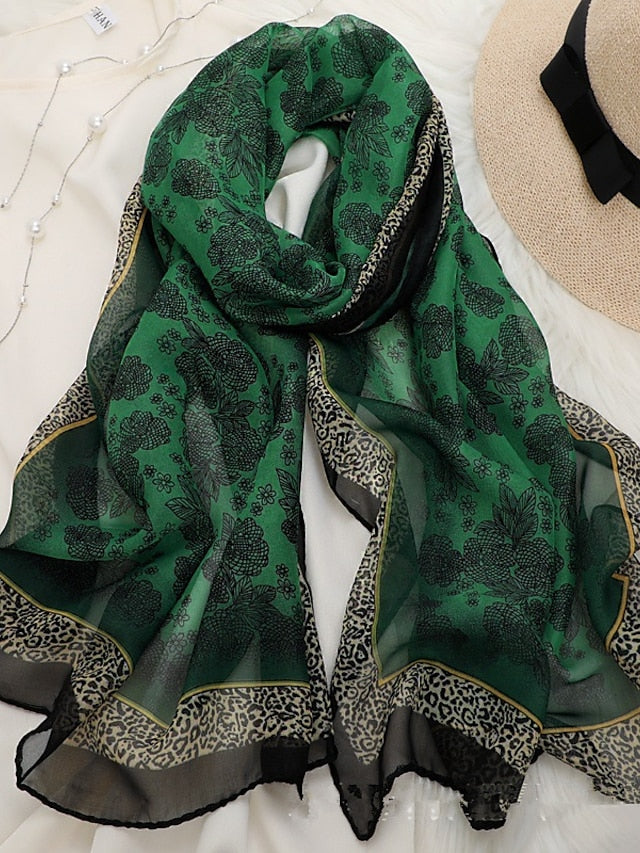 Women's Scarves Daily Holiday Flowers Polyester Bohemia Vintage Retro Warm Casual / Daily 1 PC - LuckyFash™
