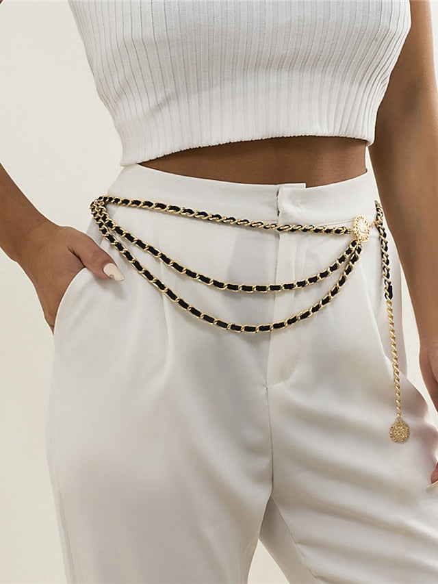 Women's Belt Aluminum White Silver Gold Red Chain Outdoor Street Daily Club Pure Color / Spring / Summer / Fall / Winter - LuckyFash™