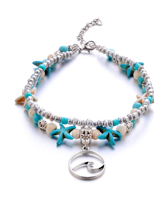 Ankle Bracelet Boho Women's Body Jewelry For Daily Beach Classic Turquoise Alloy Silver 7 PCS - LuckyFash™