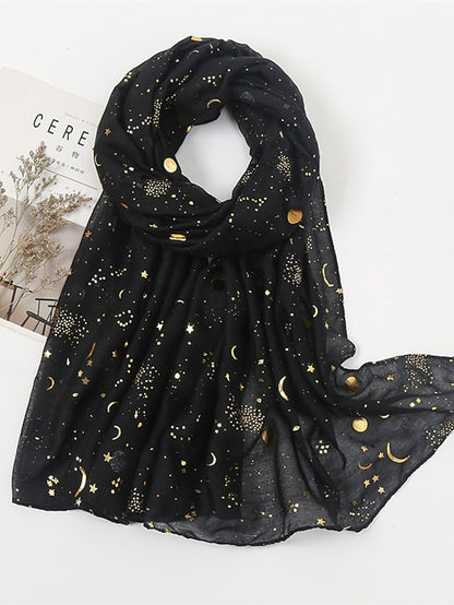 Plain Bronzing Gold Star Sky Viscose Shawl Scarf Lady Soft Shimmer Long Muslim Hijab 180*80Cm - LuckyFash™