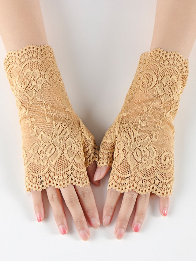 Women's Fingerless Gloves Formal Party / Evening Daily Solid / Plain Color Lace Simple Style Sweet Wedding Casual / Daily 1 Pair - LuckyFash™