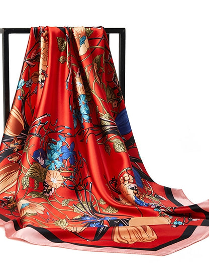 New Sunscreen Headcloth Thin Style 90X90CM Beach Kerchief Flower Print Square Scarves Fashion Muslim Shawls - LuckyFash™