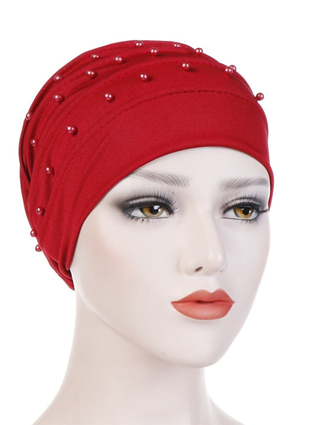 Fashion Muslim Women Turban Scarf Pearl Fold Turban Hat Cancer Chemo Beanies Cap Islamic Wrap Headscarf Musulman Femme Hijab Hair Accessories - LuckyFash™