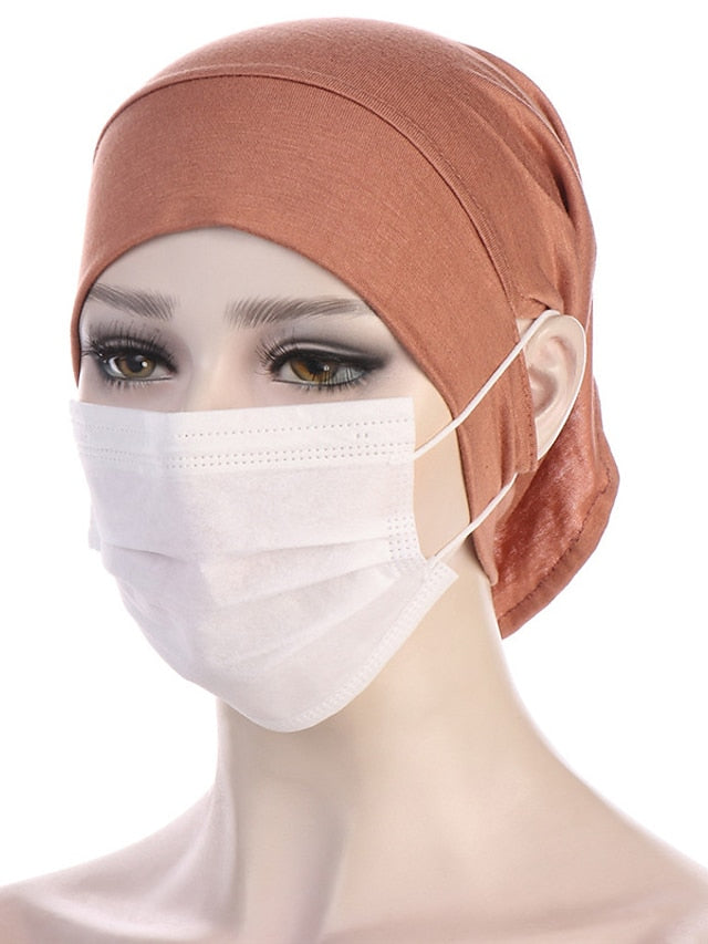 Soft Hood With Pierced Ears Inner Hijab Caps Muslim Stretch Turban Cap Islamic Underscarf Bonnet Hat Female Turbante - LuckyFash™