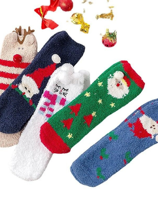 Women's Crew Socks Party Christmas Gift Multi Color Animal Patterned Polyester Spandex Casual Classic Warm Cute 1 Pair - LuckyFash™