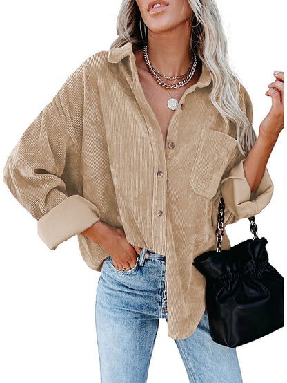 Jacket Basic Solid Colored Classic Shirt Collar Stard Spring &  Fall Light Pink Darkblue Green Purple Pink for Women - LuckyFash™