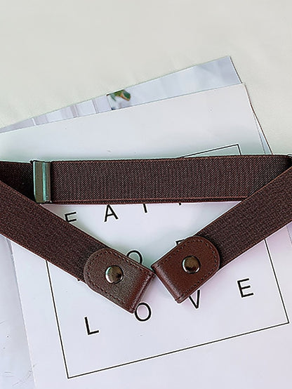 Women's Unisex PU Buckle Belt PU Leather Buckle Free Plain Casual Classic Party Daily Black Coffee - LuckyFash™
