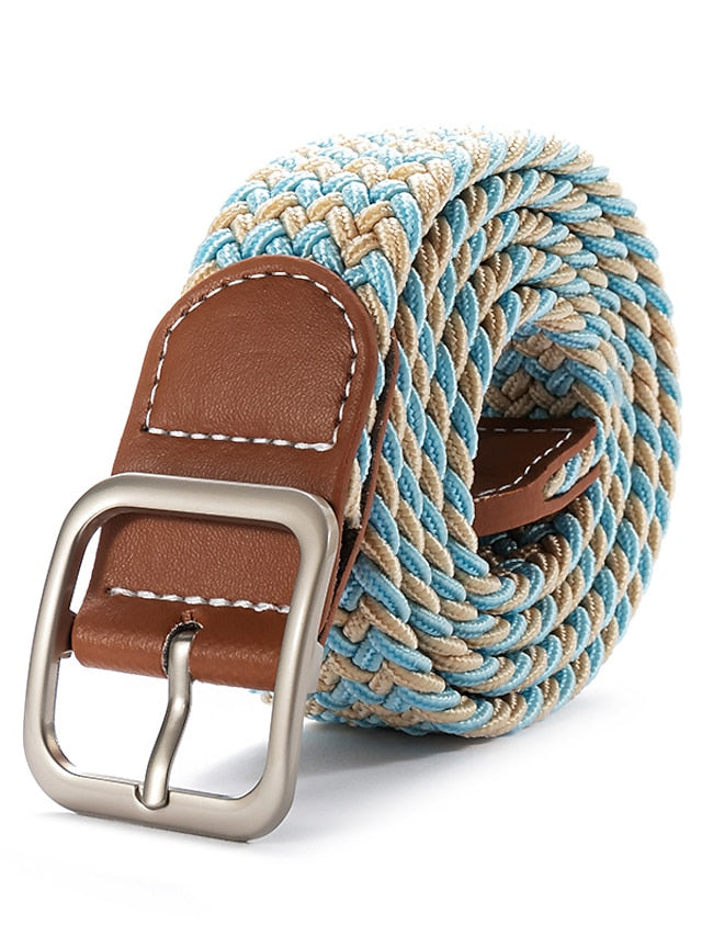 Men's Women's Web Belt Canvas Buckle Free Plain Classic Casual Work Daily Black / White Black Blue Green - LuckyFash™