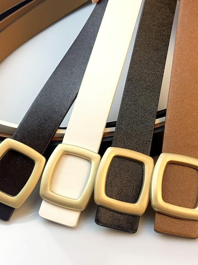 ins retro classic square buckle belt women's simple wide belt women's snap button casual jeans jacket coat decoration - LuckyFash™