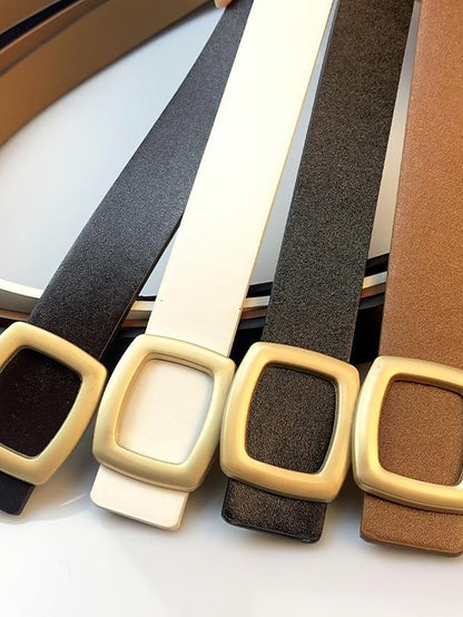 ins retro classic square buckle belt women's simple wide belt women's snap button casual jeans jacket coat decoration - LuckyFash™