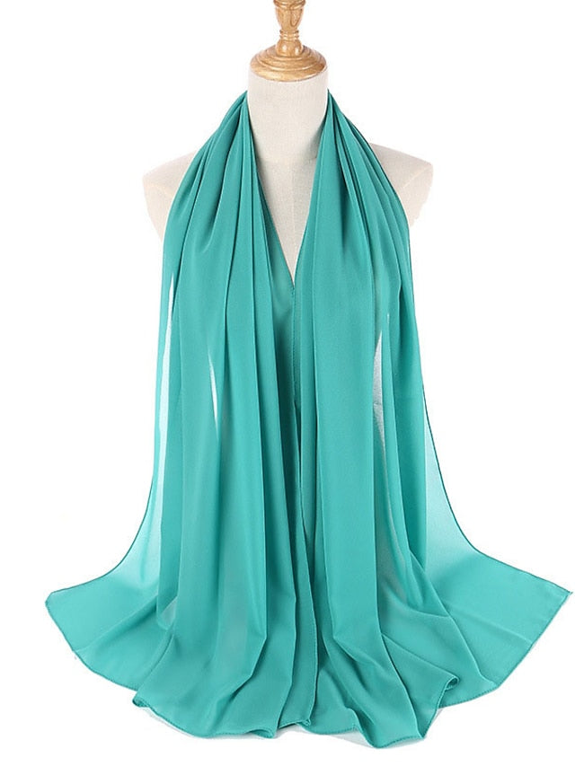 Women's Chiffon Scarf Party Dailywear Holiday Red Pink Scarf Pure Color - LuckyFash™