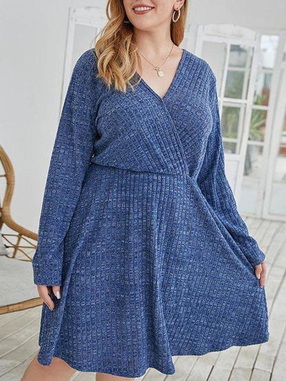 New Women V-neck Middle Dress - LuckyFash™