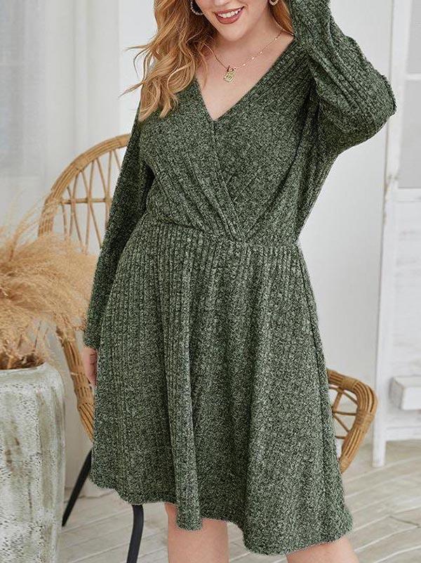 New Women V-neck Middle Dress - LuckyFash™