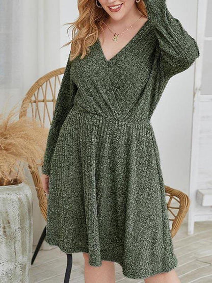 New Women V-neck Middle Dress - LuckyFash™