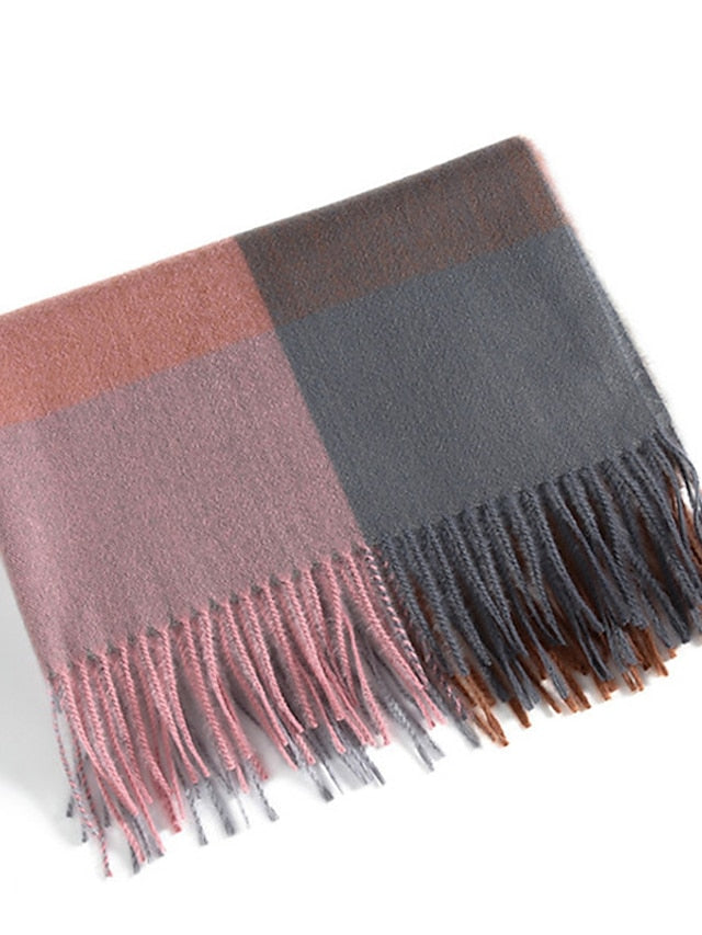 Women's Women's Shawls & Wraps Outdoor Dailywear Holiday Grey Wine Blue Scarf Plaid - LuckyFash™