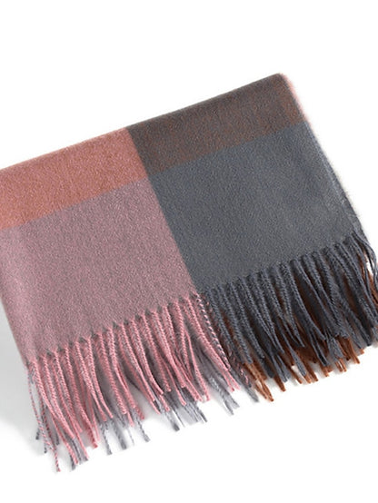 Women's Women's Shawls & Wraps Outdoor Dailywear Holiday Grey Wine Blue Scarf Plaid - LuckyFash™