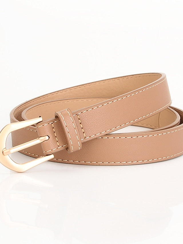 Women's Unisex PU Buckle Belt PU Leather Prong Buckle Plain Casual Classic Party Work Black Blue Brown Coffee - LuckyFash™