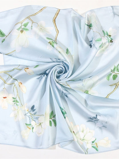 Fashion Scarf For Women Floral Print Silk Satin Hijab Scarfs Small Square Spring Summer Neckerchief Bandana Scarves For Ladies - LuckyFash™