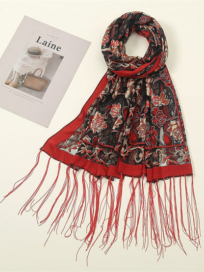 Fashion Women Viscose Scarf Laser Cut Lace Floral Patchwork Tassel Hijab Shawls and Wraps Female Foulards Echarpe for Women - LuckyFash™