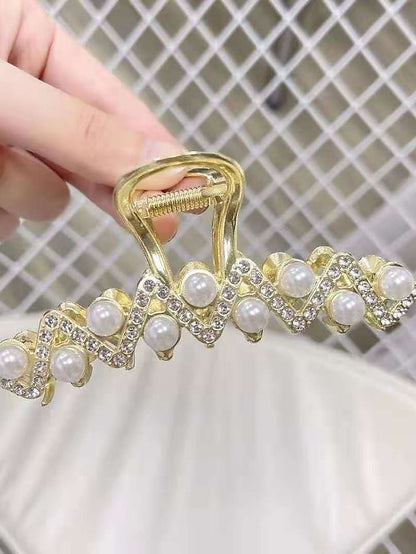 AOPRIE Pearl Metal Hair Clips for Women 2.5 In Small Size Claw Clip for Girls Hair Clips Claw Hair Accessories for Women Gold - LuckyFash™