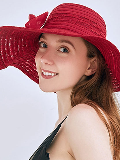 Women's Hat Bucket Hat Sun Hat Light Pink Black Wine Party Outdoor Dailywear Floral Floral Portable Windproof Comfort - LuckyFash™