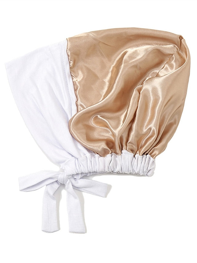Muslim Satin Hijab Cap Full Cover Inner Hat Islamic Head Wear Stretch Turban Underscarf Bonnet Straps Headband - LuckyFash™