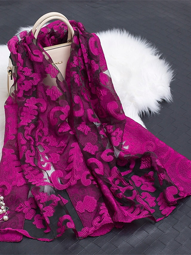 Boho Lady Women Long Soft Wrap Lady Shawl Organza Soft Scarf Scarves for Holiday Beach Accessories - LuckyFash™