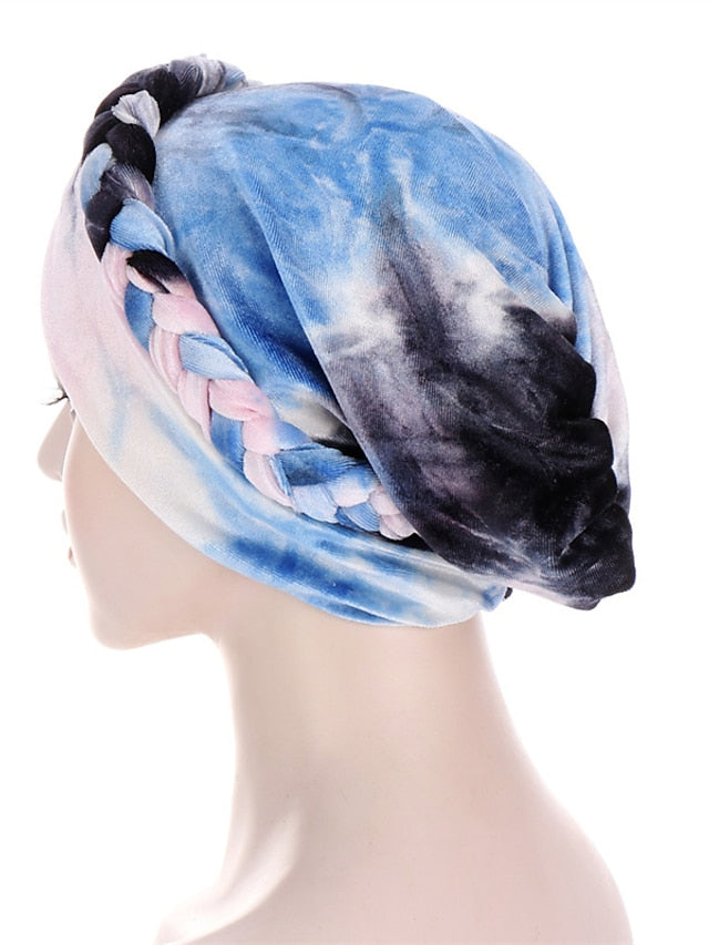 India Tie Dye Turban Cap Muslim Women Hijab Hair Care Hat Braid Headscarf Beanie Bonnet Islamic Headwear Wrap Hair Loss Cover - LuckyFash™