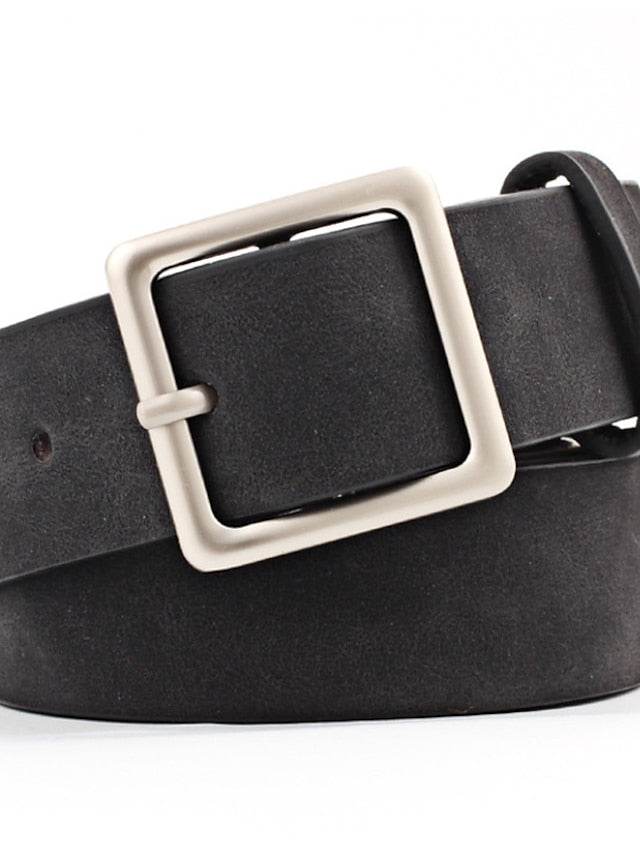 Women's Unisex PU Buckle Belt PU Leather Prong Buckle Plain Casual Classic Party Daily White Black Pink Red - LuckyFash™