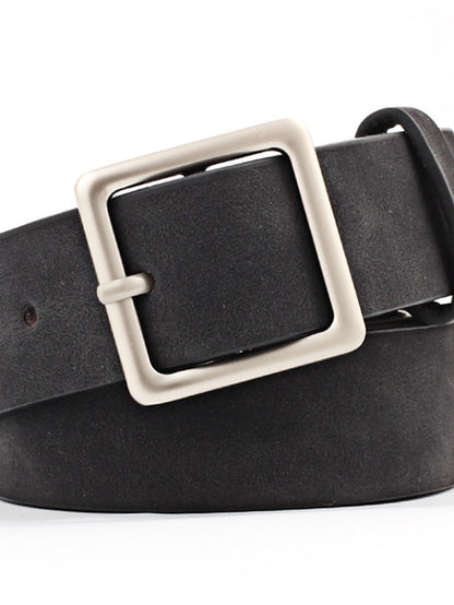 Women's Unisex PU Buckle Belt PU Leather Prong Buckle Plain Casual Classic Party Daily White Black Pink Red - LuckyFash™