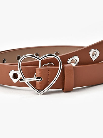 Women's Unisex PU Buckle Belt PU Leather Prong Buckle Heart Eyelet Casual Classic Party Daily Black Brown Coffee - LuckyFash™
