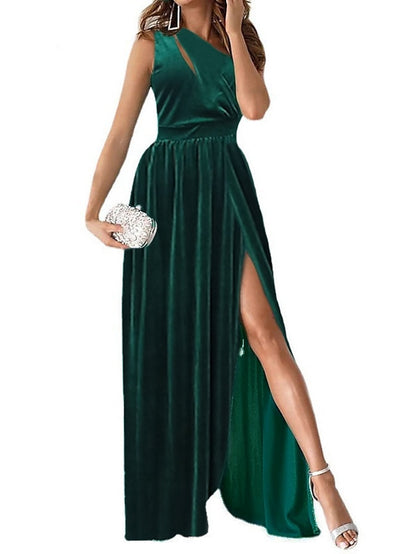 Womenâ€˜s Formal Party Dress Long Dress Maxi Dress Light Pink Green Dusty Rose Sleeveless Pure Color Patchwork Fall Summer Autumn Off Shoulder 2023 S M L XL XXL - LuckyFash™