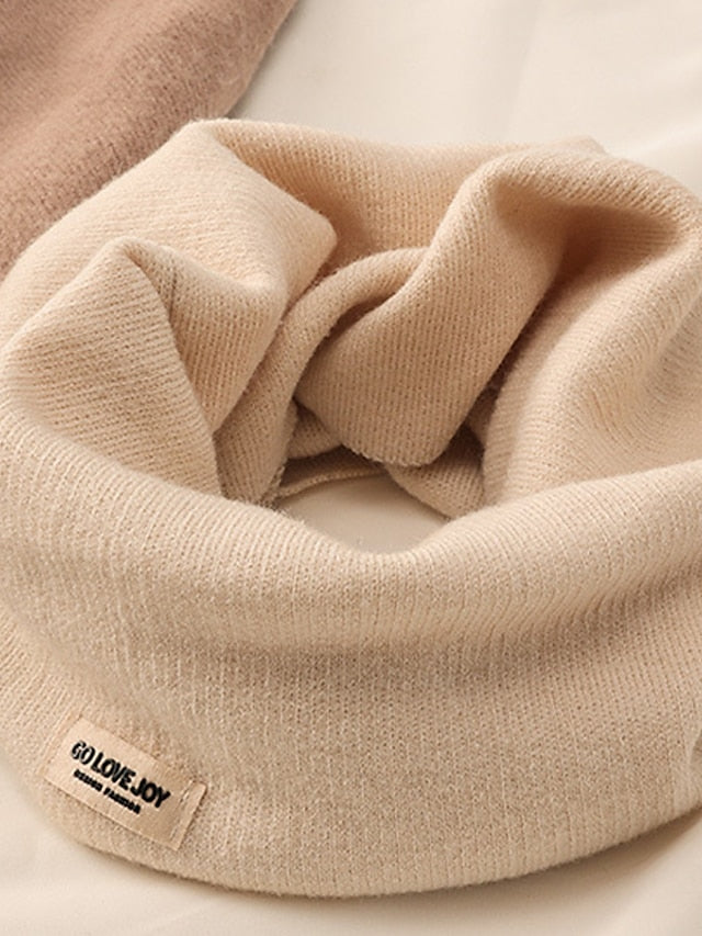Women's Infinity Scarf Outdoor Dailywear Holiday Beige Black Khaki Scarf Pure Color - LuckyFash™