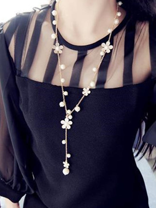 Women's necklace Chic & Modern Street Flower Necklaces / Black / White / Fall / Winter / Spring - LuckyFash™