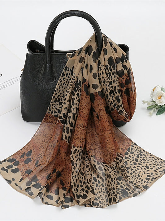 Bohemian Chiffon Scarf Women Muslim Hijab Leopard Print Scarves Thin Style Beach Sunscreen Shawl Wrap Bandana for Women - LuckyFash™